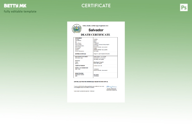 модерен стил Салвадор витална евиденција за смртен шаблон Word и PDF шаблон